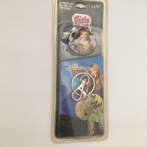 Hannah Montana Disney Pin Sticker Keyring Set